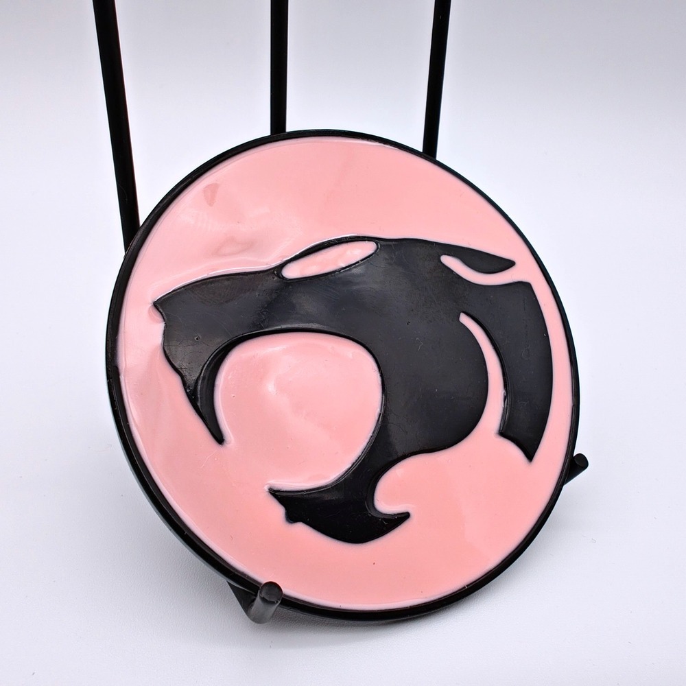Retro Style‎ Cat Panther Belt Buckle Pink Enamel Round